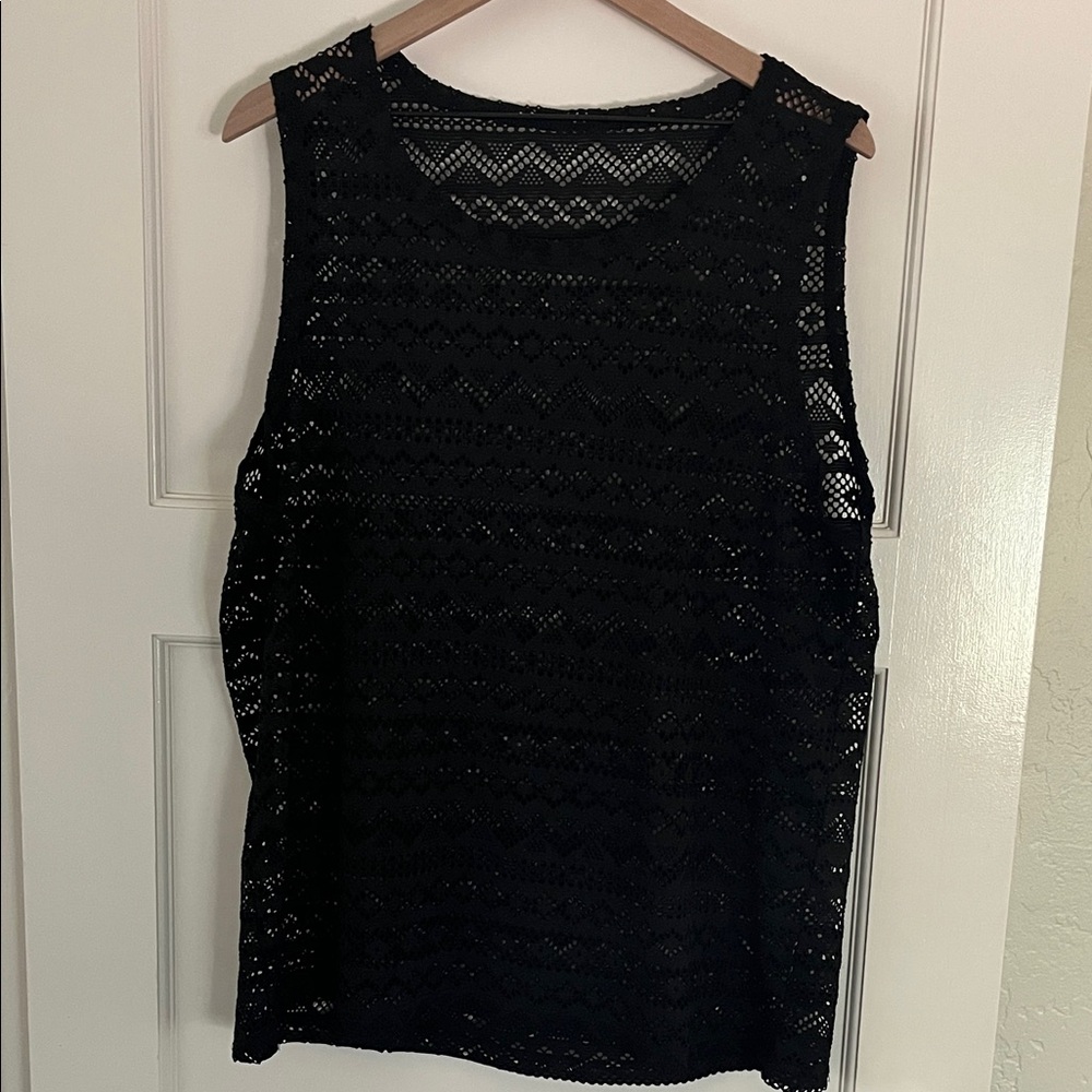 Elegant Black Lace Men's Tank Top